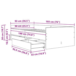 Σκελετός Κρεβατιού Παλιό Ξύλο 90 x 190 cm Στερεά ξυλεία πεύκου