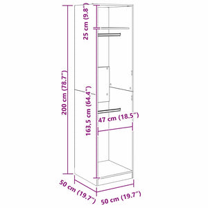 Ντουλάπι Μαύρη Οξυά 50 x 50 x 200 cm Επεξεργασμένο Ξύλο - Pakobazaar