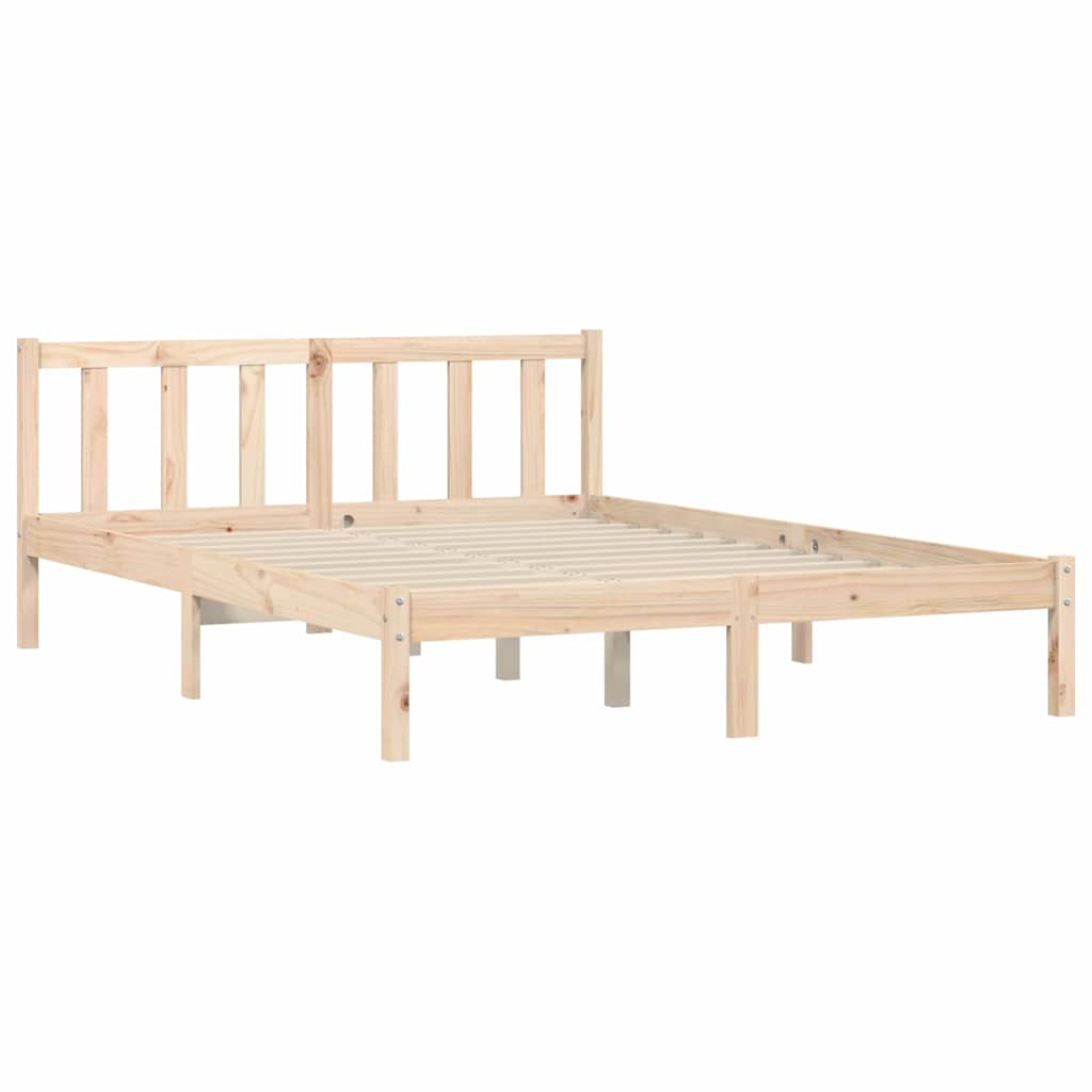Σκελετός Κρεβατιού Φυσικό 152 x 203 cm Στερεό ξύλο πεύκου - Pakobazaar
