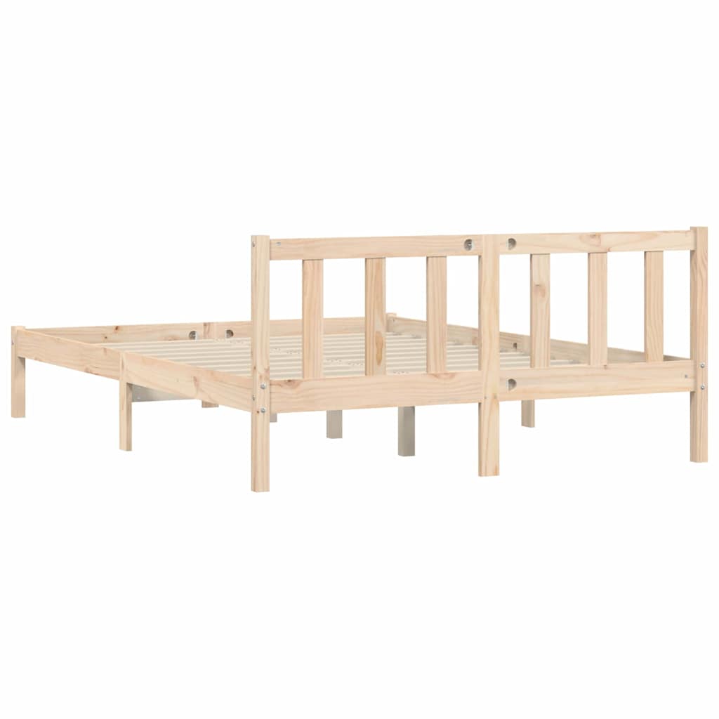 Σκελετός Κρεβατιού Φυσικό 152 x 203 cm Στερεό ξύλο πεύκου - Pakobazaar