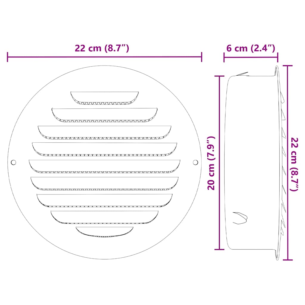 Καπάκια Αερισμού 4 pcs Ασημί 200 mm Ανοξείδωτο ατσάλι - Pakobazaar