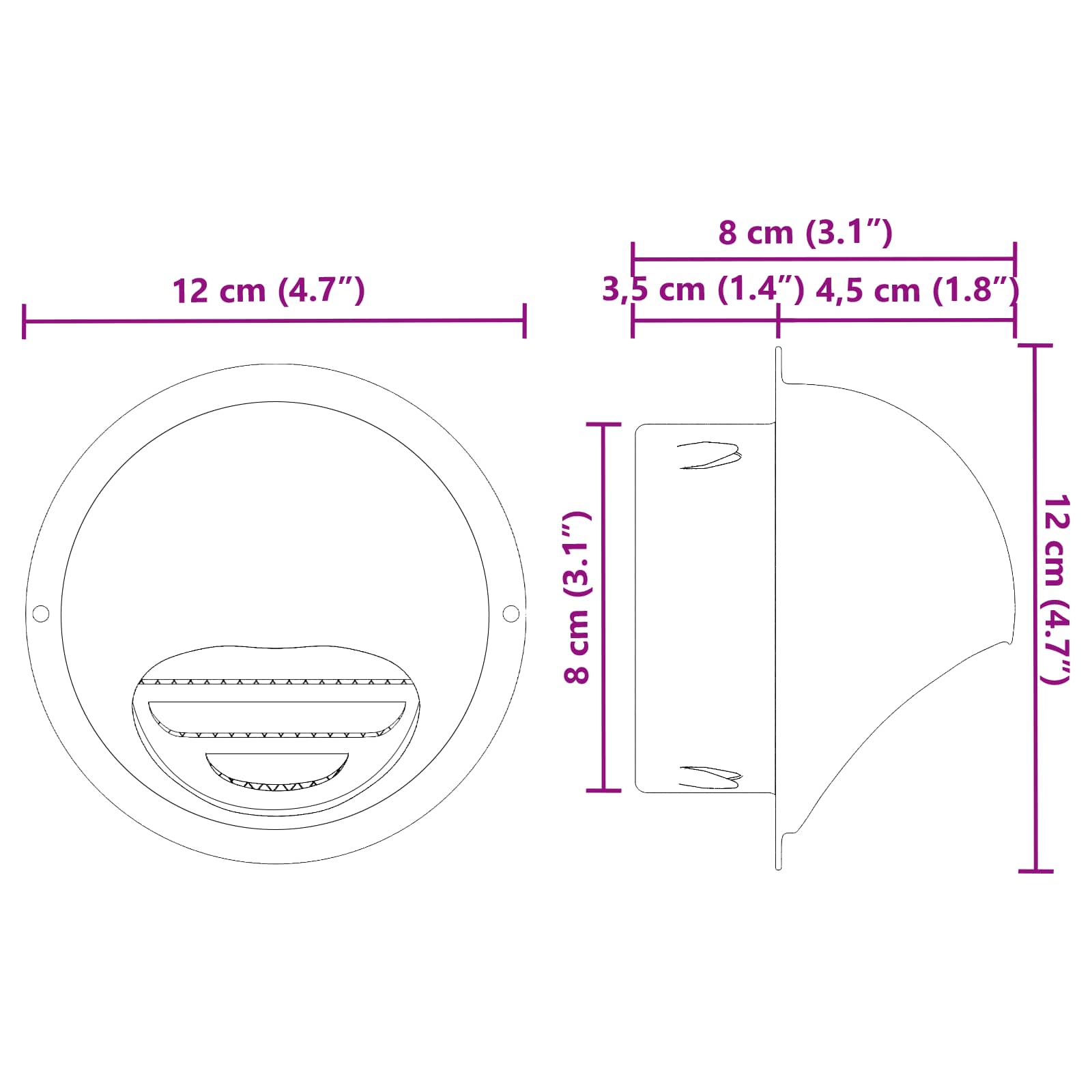 Καπάκια Αερισμού 2 pcs Ασημί 80 mm Ανοξείδωτο ατσάλι - Pakobazaar