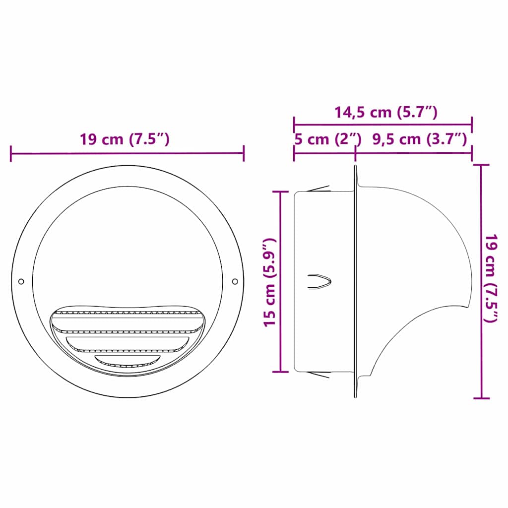 Καπάκια Αερισμού 2 pcs Ασημί 150 mm Ανοξείδωτο ατσάλι - Pakobazaar