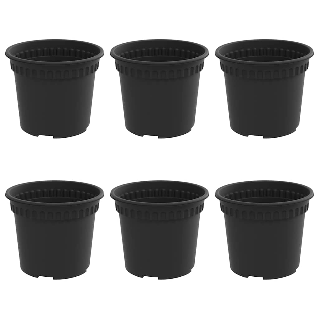 Στρογγυλή Γλάστρα Λουλουδιών 6 pcs Μαύρο Ø 12,5 x 10 εκ