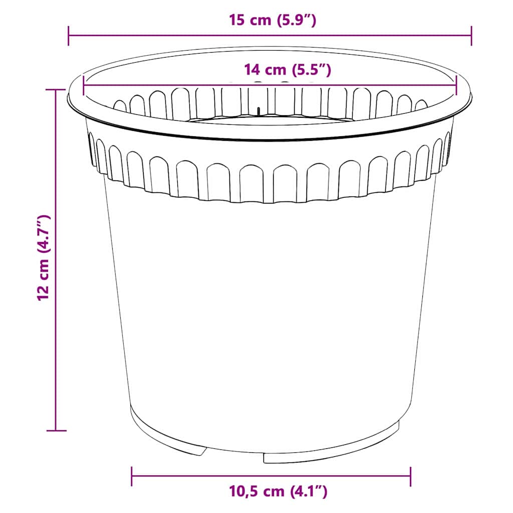 Στρογγυλή Γλάστρα Λουλουδιών 6 pcs Μαύρο Ø 15 x 12 cm Πλαστικό