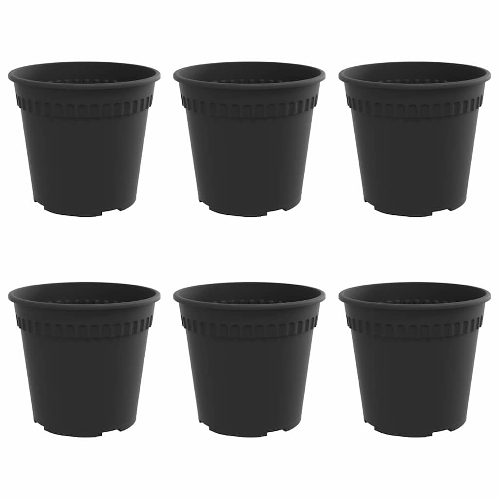Στρογγυλή Γλάστρα Λουλουδιών 6 pcs Μαύρο Ø 19 x 16 εκ Πλαστικό