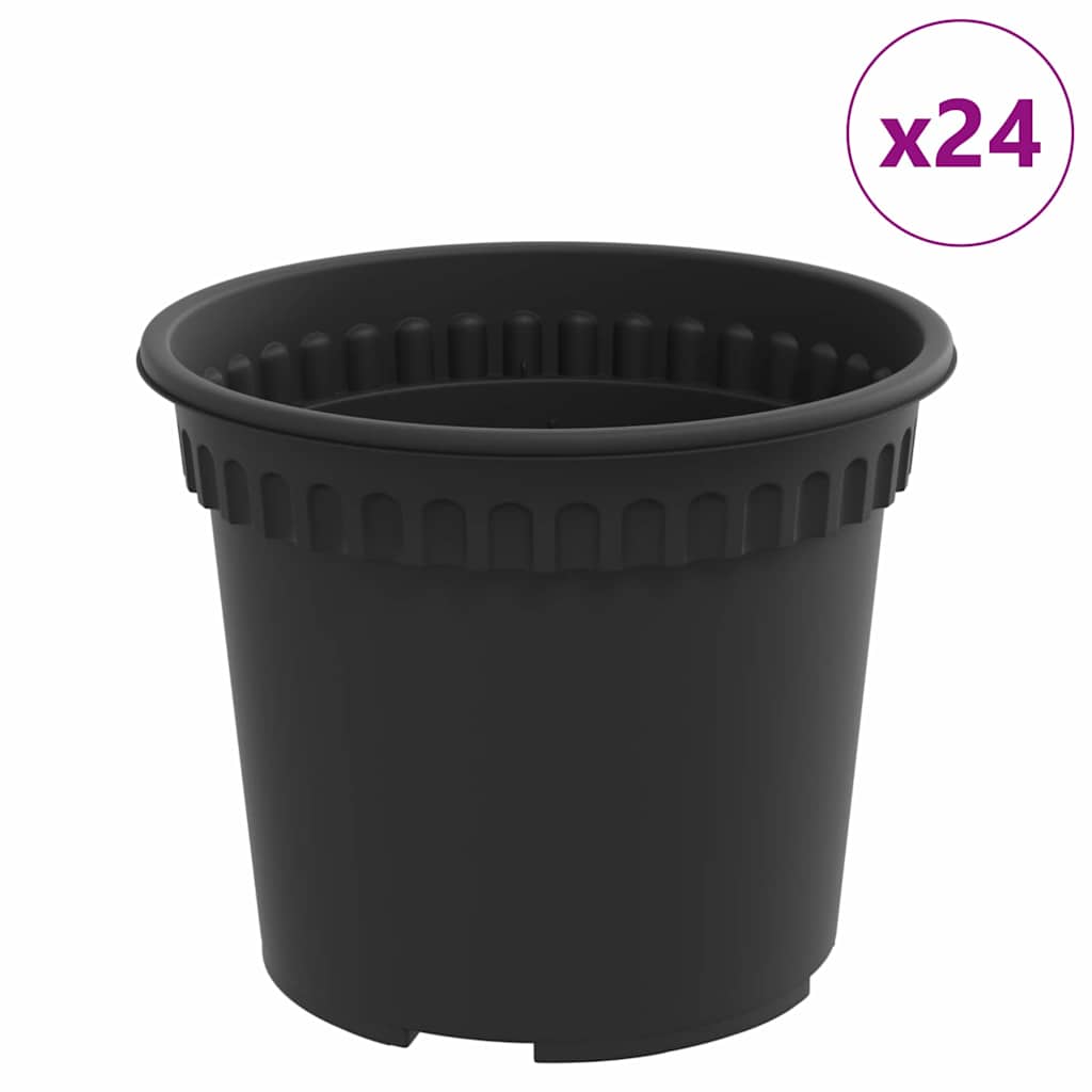 Στρογγυλή Γλάστρα Λουλουδιών 24 pcs Μαύρο Ø 12,5 x 10 εκ