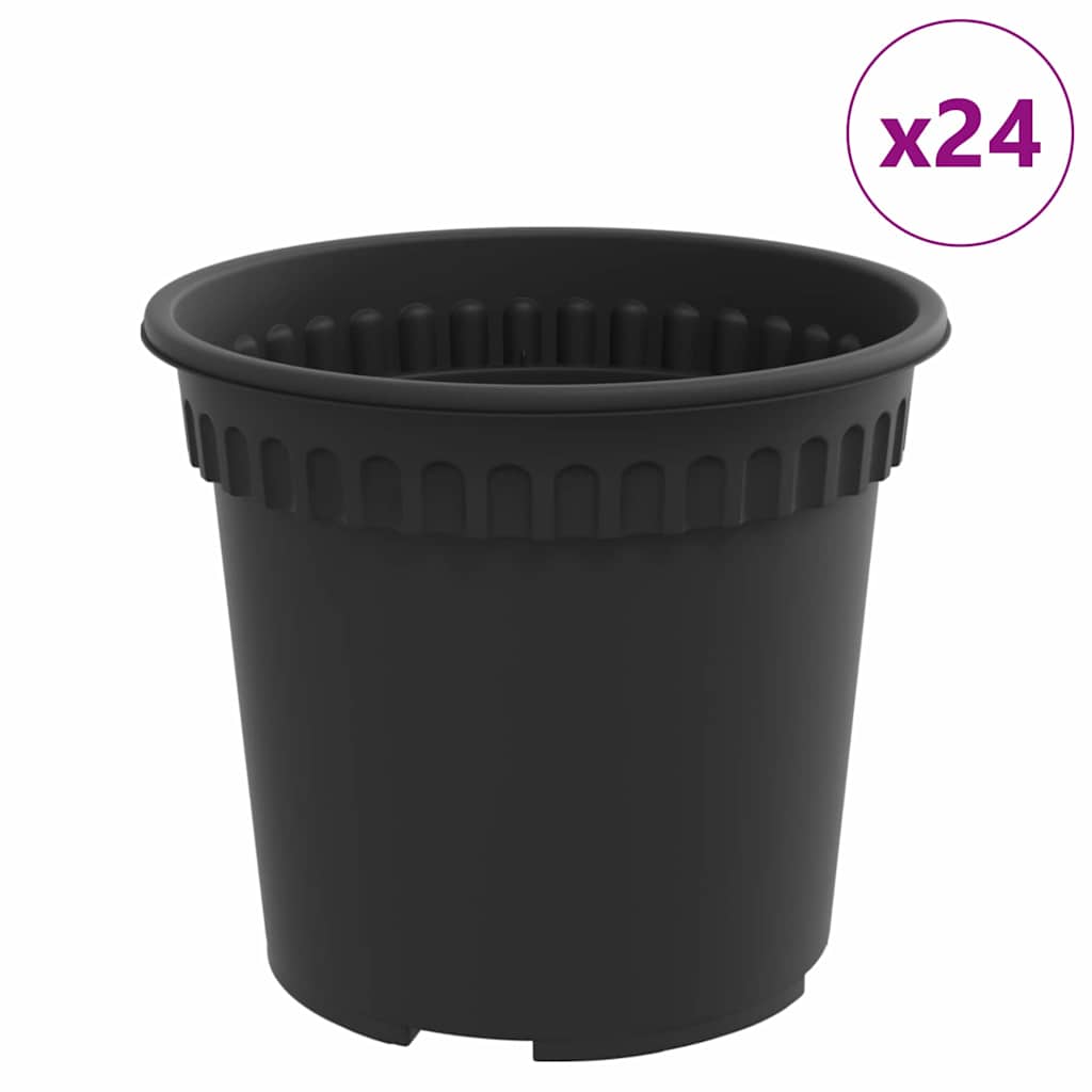 Στρογγυλή Γλάστρα Λουλουδιών 24 pcs Μαύρο Ø 15 x 12 cm Πλαστικό