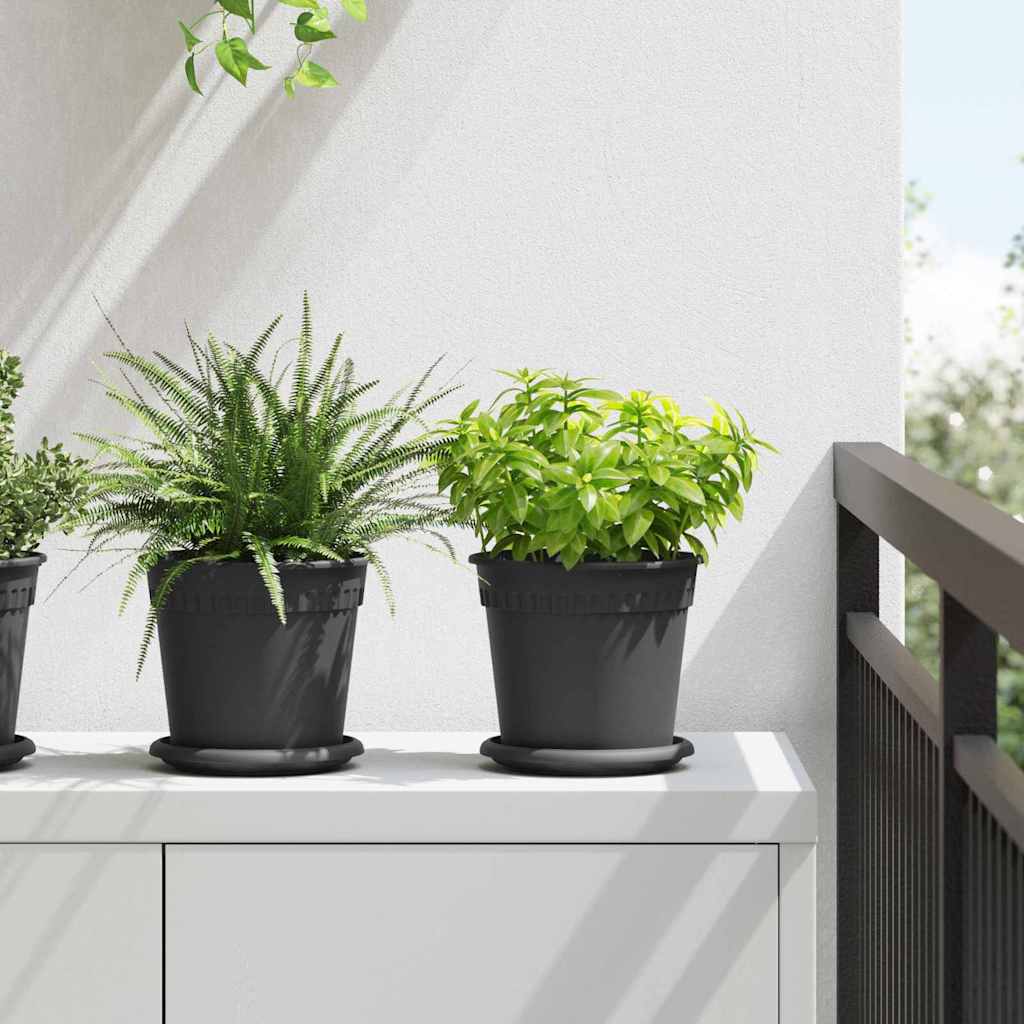 Στρογγυλή Γλάστρα Λουλουδιών 24 pcs Μαύρο Ø 17 x 14 εκ Πλαστικό