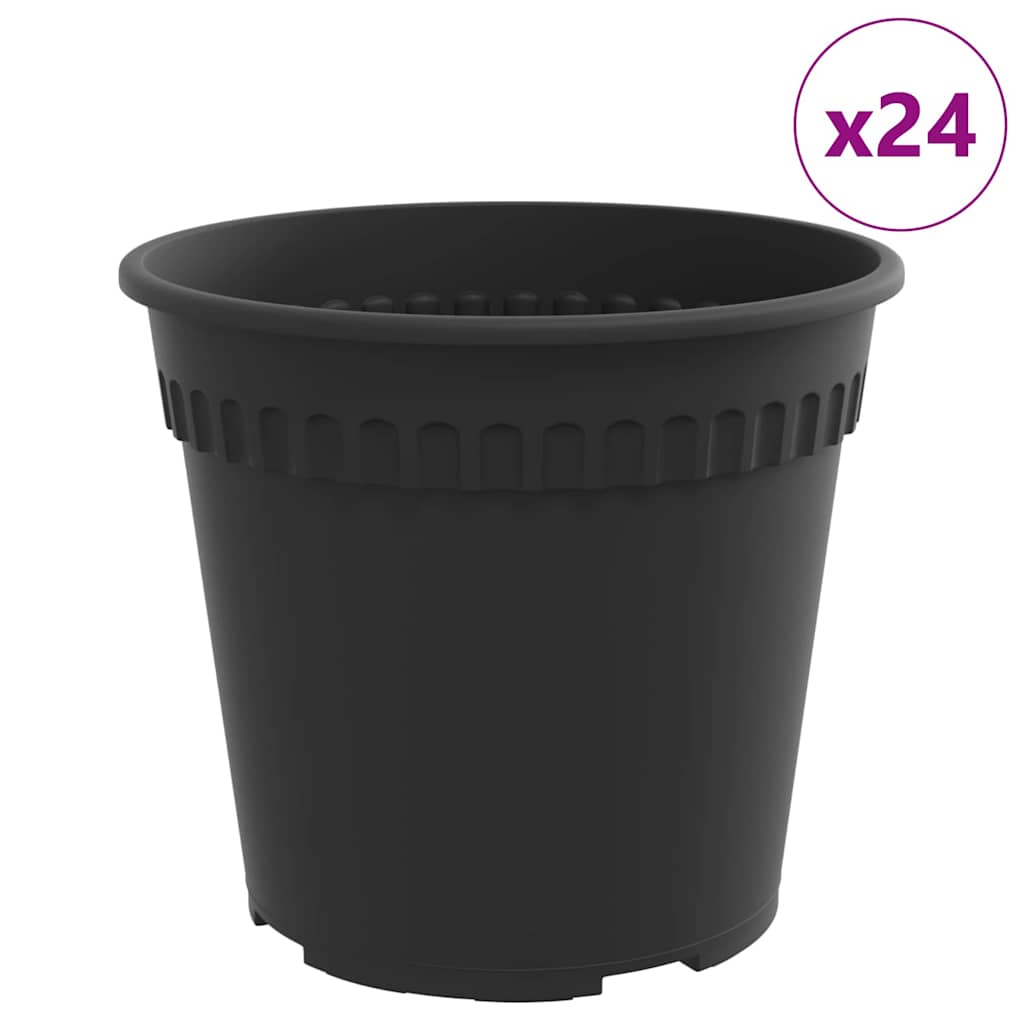 Στρογγυλή Γλάστρα Λουλουδιών 24 pcs Μαύρο Ø 17 x 14 εκ Πλαστικό