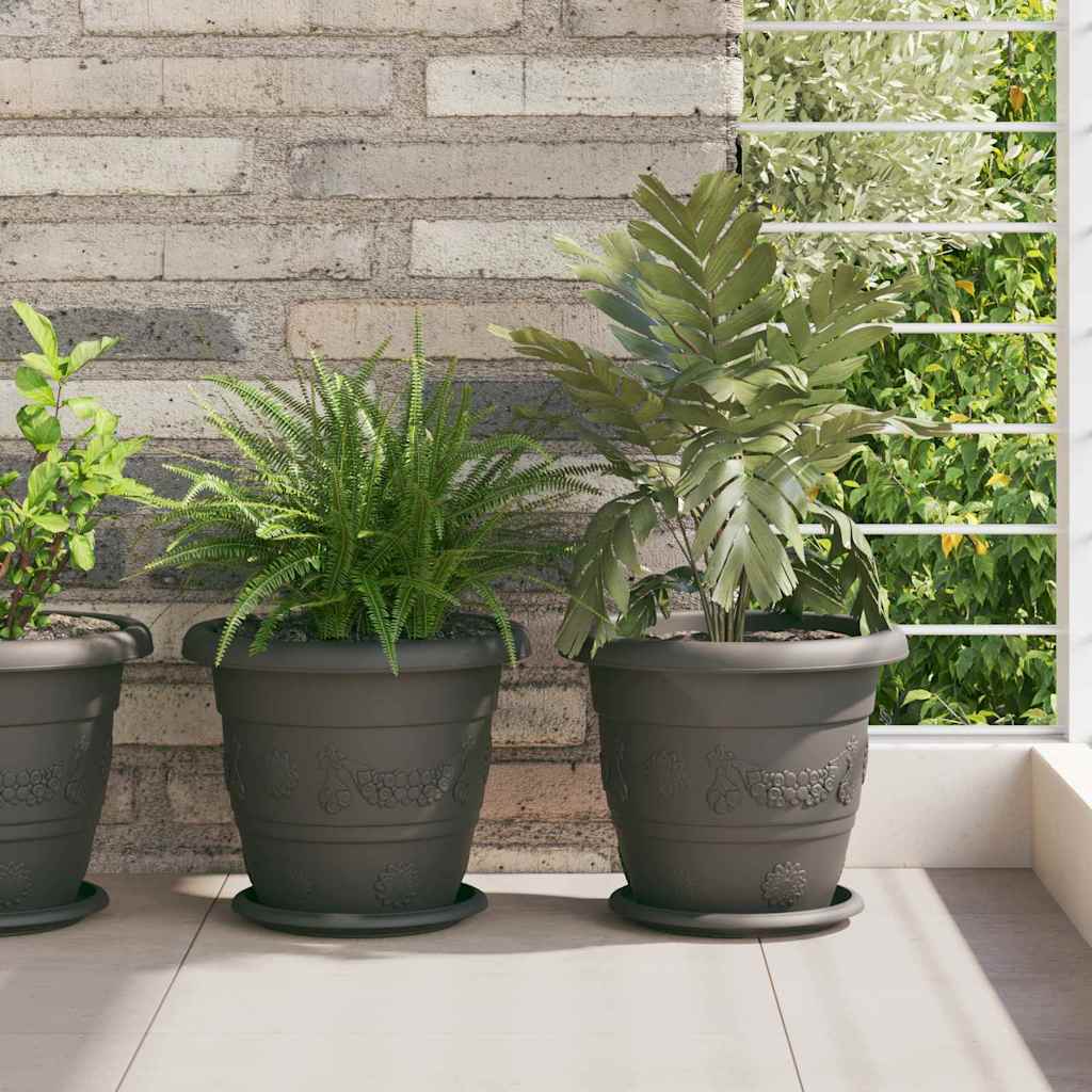Στρογγυλή Γλάστρα Λουλουδιών 6 pcs Μαύρο Ø 26 x 21.5 εκ.