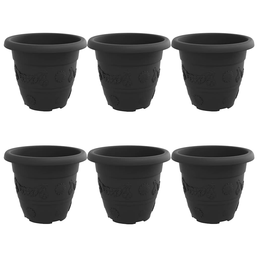 Στρογγυλή Γλάστρα Λουλουδιών 6 pcs Μαύρο Ø 26 x 21.5 εκ.