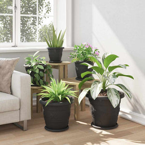 Στρογγυλή Γλάστρα Λουλουδιών 6 pcs Μαύρο Ø 26 x 21.5 εκ. - Pakobazaar
