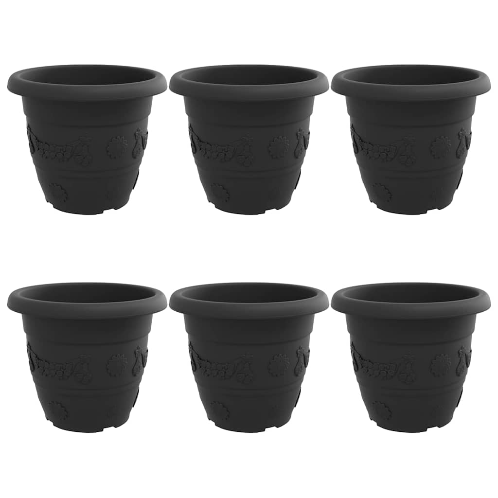 Στρογγυλή Γλάστρα Λουλουδιών 6 pcs Μαύρο Ø 26 x 21.5 εκ. - Pakobazaar