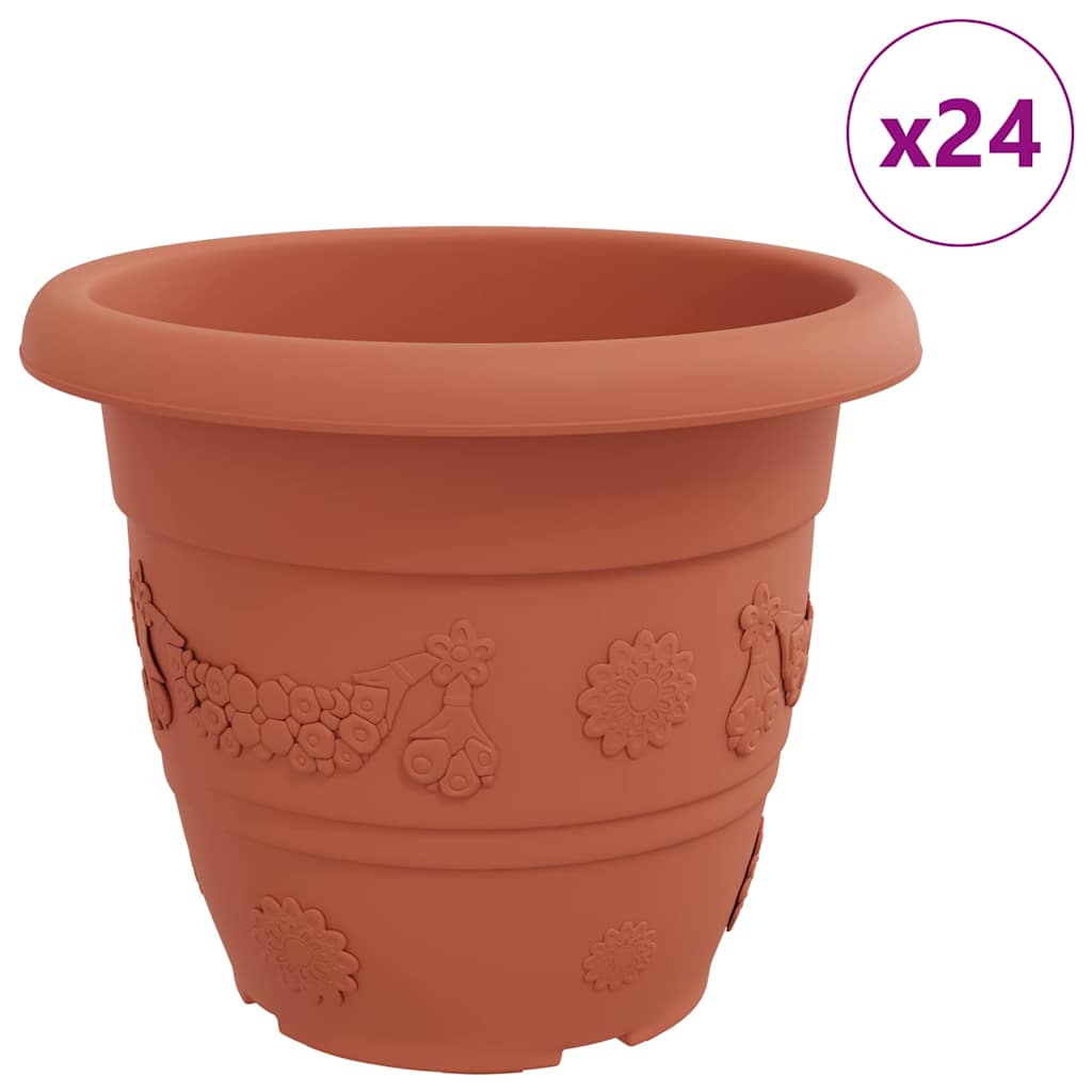Στρογγυλή Γλάστρα Λουλουδιών 24 pcs Κεραμιδί Ø 26 x 21.5 εκ. - Pakobazaar