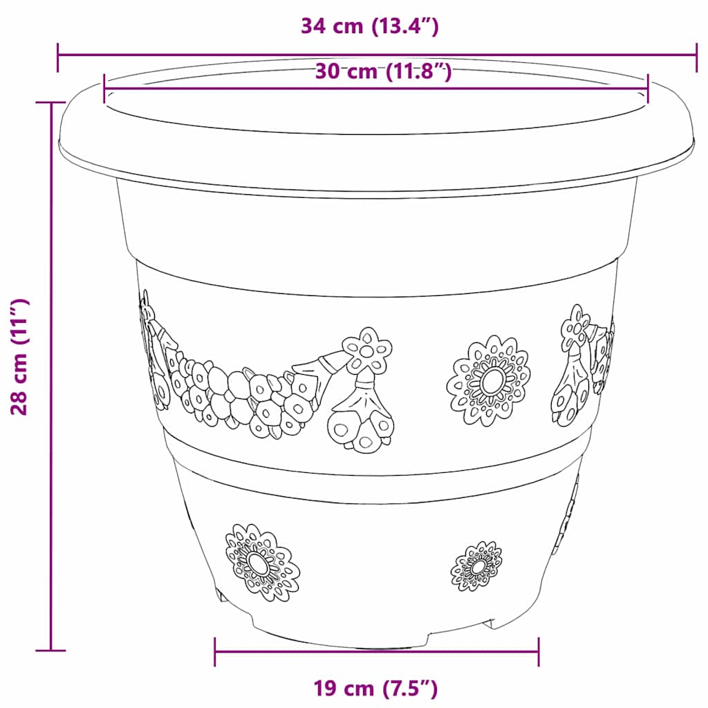 Στρογγυλή Γλάστρα Λουλουδιών 24 pcs Κεραμιδί Ø 26 x 21.5 εκ. - Pakobazaar