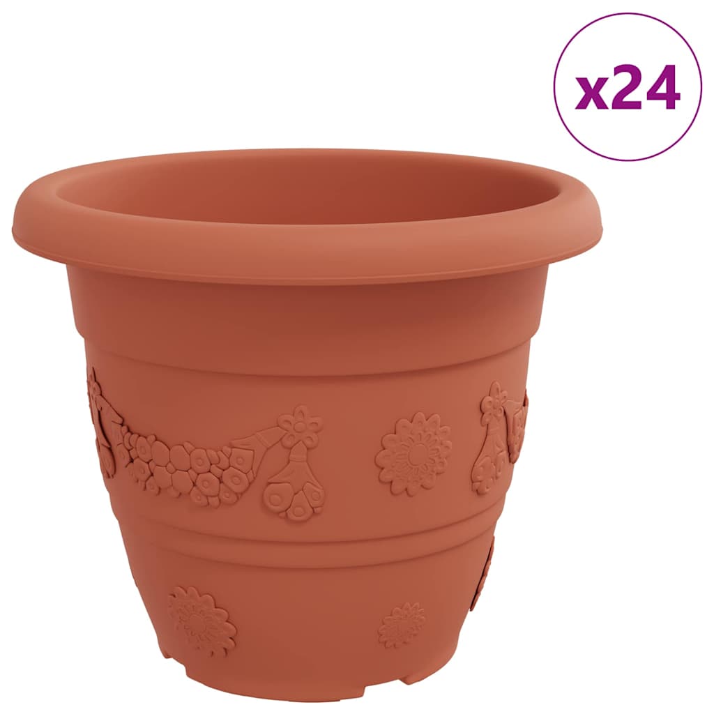 Στρογγυλή Γλάστρα Λουλουδιών 24 pcs Κεραμιδί Ø 26 x 21.5 εκ. - Pakobazaar