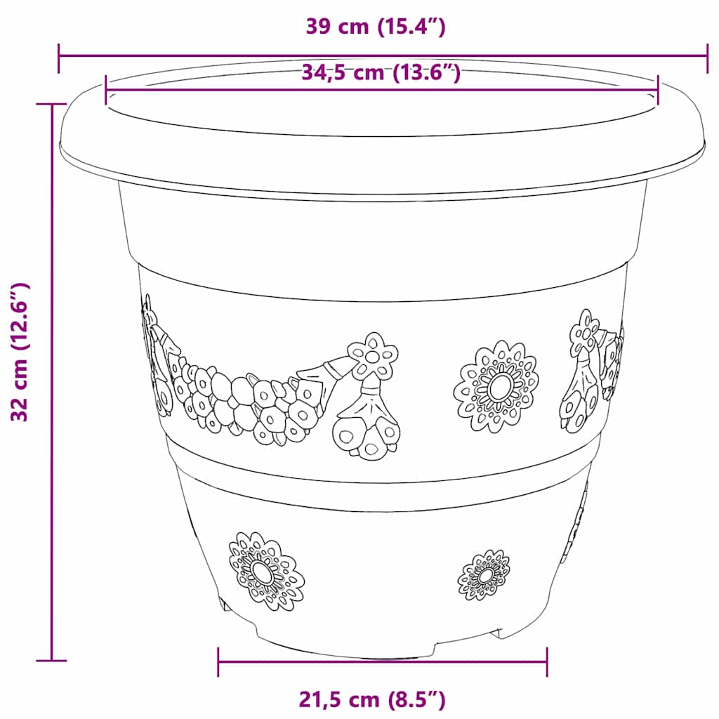 Στρογγυλή Γλάστρα Λουλουδιών 24 pcs Κεραμιδί Ø 26 x 21.5 εκ. - Pakobazaar