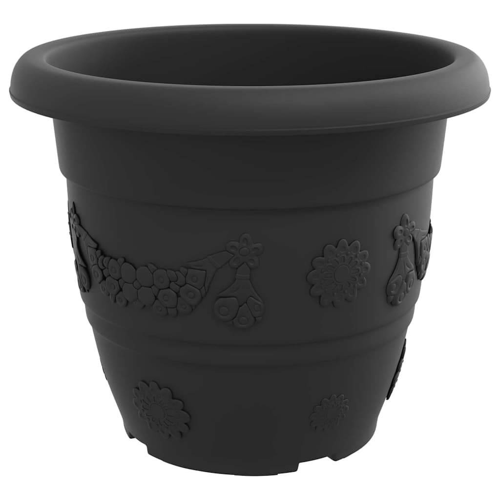 Στρογγυλή Γλάστρα Λουλουδιών 24 pcs Μαύρο Ø 26 x 21.5 εκ. - Pakobazaar