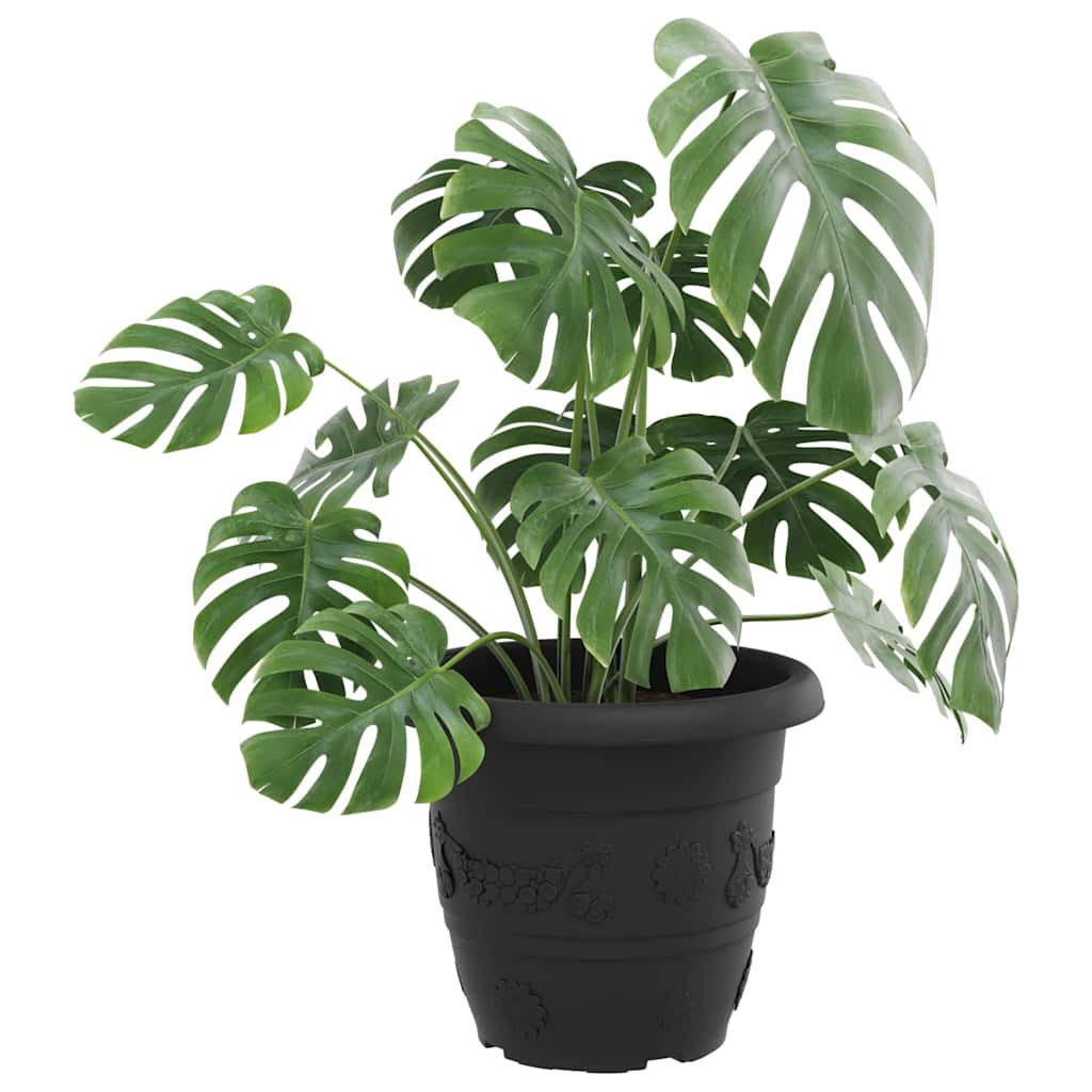 Στρογγυλή Γλάστρα Λουλουδιών 24 pcs Μαύρο Ø 26 x 21.5 εκ. - Pakobazaar