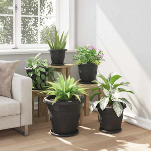 Στρογγυλή Γλάστρα Λουλουδιών 24 pcs Μαύρο Ø 26 x 21.5 εκ. - Pakobazaar