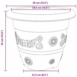 Στρογγυλή Γλάστρα Λουλουδιών 24 pcs Μαύρο Ø 26 x 21.5 εκ. - Pakobazaar