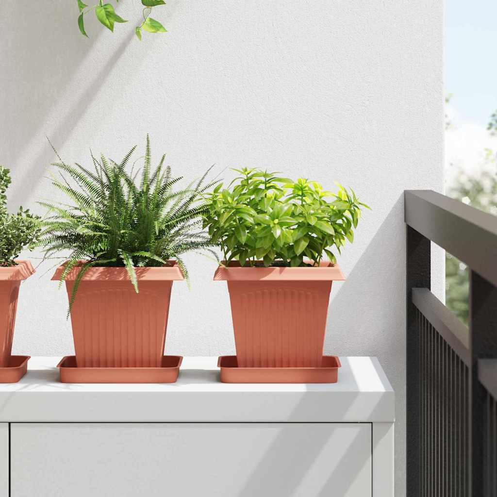 Τετράγωνη Γλάστρα για Λουλούδια 6 pcs Κεραμιδί 16 x 16 x 14 εκ - Pakobazaar