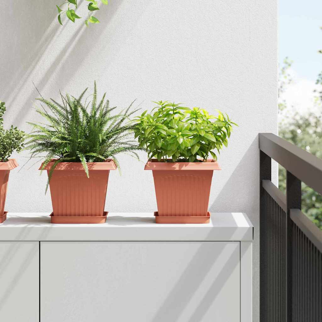 Τετράγωνη Γλάστρα για Λουλούδια 6 pcs Κεραμιδί 20 x 20 x 16 εκ - Pakobazaar