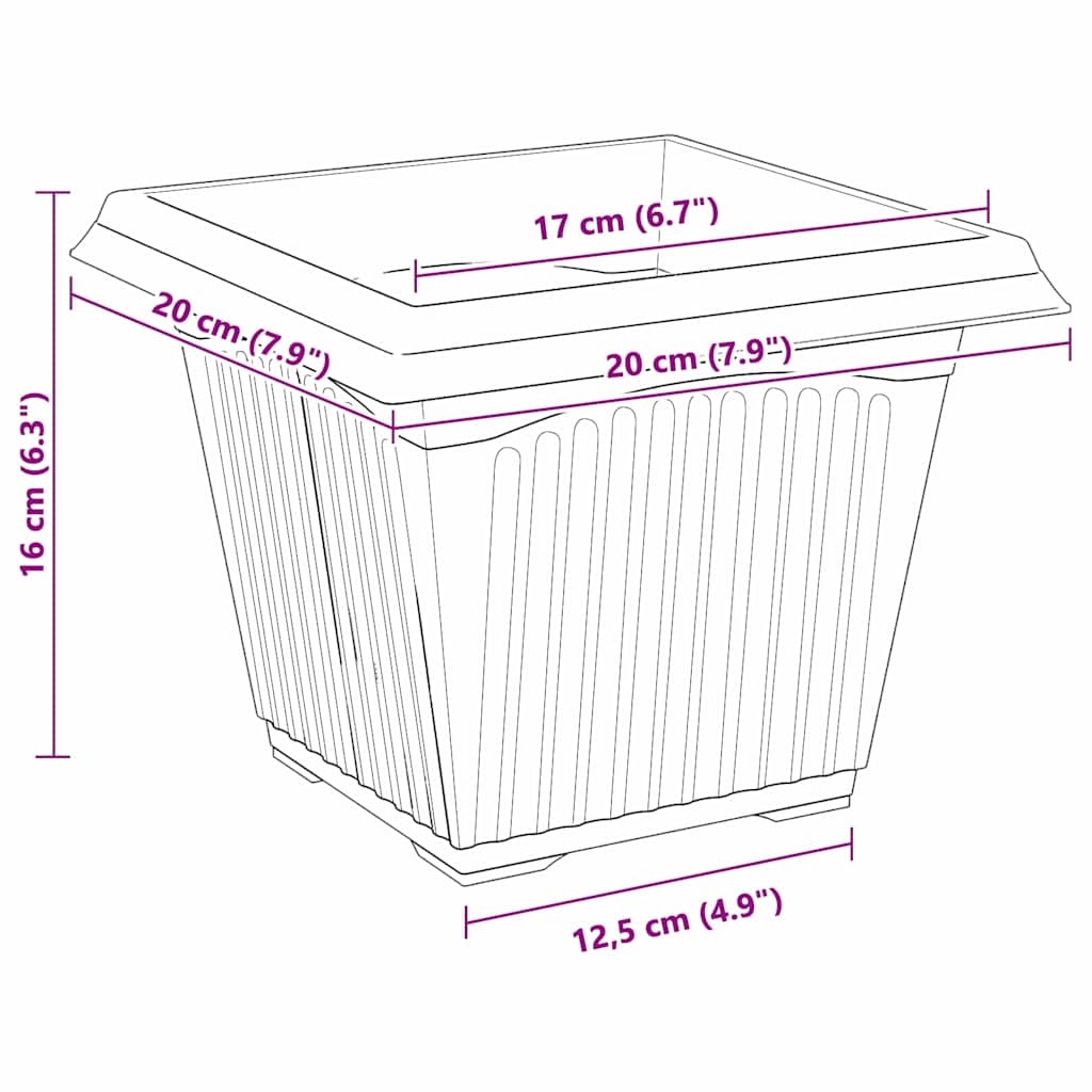 Τετράγωνη Γλάστρα για Λουλούδια 6 pcs Κεραμιδί 20 x 20 x 16 εκ - Pakobazaar