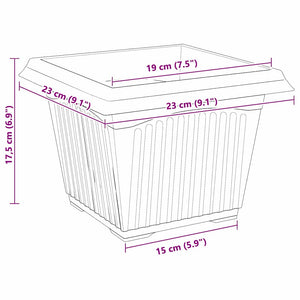 Τετράγωνη Γλάστρα για Λουλούδια 6 pcs Μαύρο 23 x 23 x 17,5 εκ - Pakobazaar