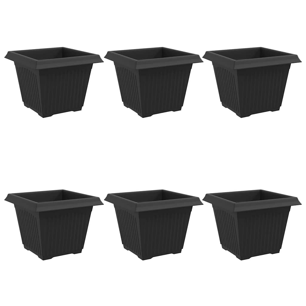 Τετράγωνη Γλάστρα για Λουλούδια 6 pcs Μαύρο 28,5 x 28,5 x 22 εκ - Pakobazaar