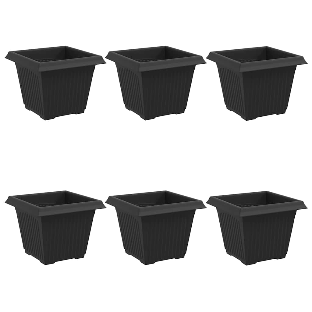 Τετράγωνη Γλάστρα για Λουλούδια 6 pcs Μαύρο 33 x 33 x 26 εκ - Pakobazaar