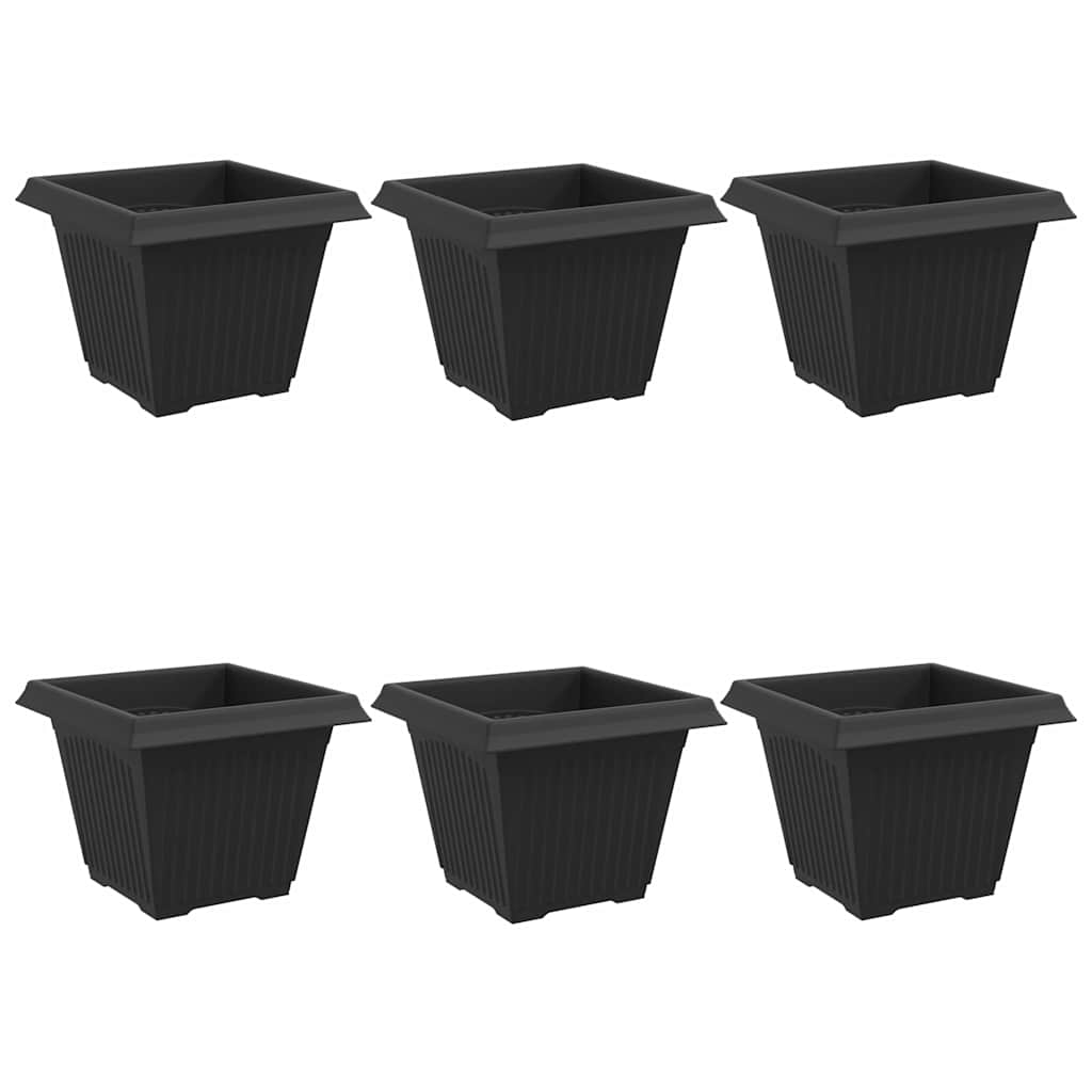 Τετράγωνη Γλάστρα για Λουλούδια 6 pcs Μαύρο 38 x 38 x 30 εκ - Pakobazaar