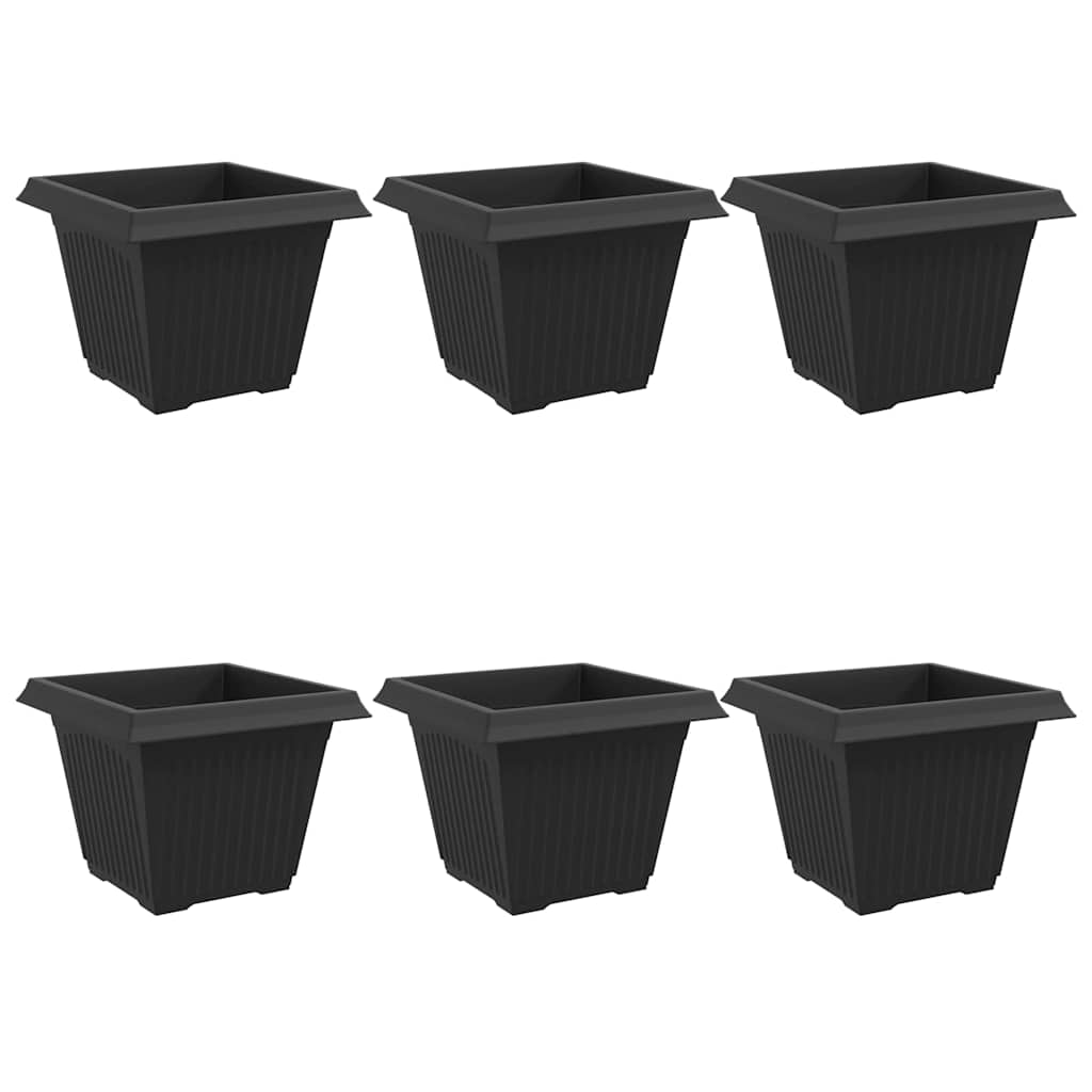 Τετράγωνη Γλάστρα για Λουλούδια 6 pcs Μαύρο 43 x 43 x 33,5 εκ - Pakobazaar