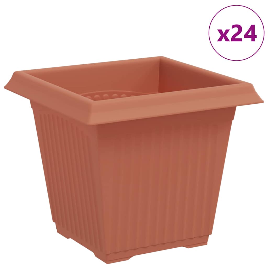 Τετράγωνη Γλάστρα για Λουλούδια 24 pcs Κεραμιδί 16 x 16 x 14 εκ - Pakobazaar