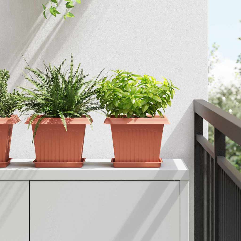 Τετράγωνη Γλάστρα για Λουλούδια 24 pcs Κεραμιδί Πλαστικό - Pakobazaar
