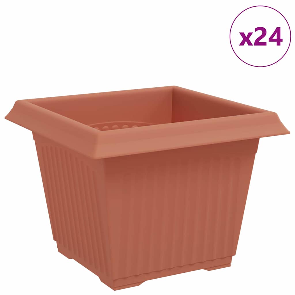 Τετράγωνη Γλάστρα για Λουλούδια 24 pcs Κεραμιδί Πλαστικό - Pakobazaar