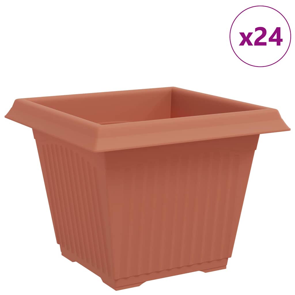 Τετράγωνη Γλάστρα για Λουλούδια 24 pcs Κεραμιδί Πλαστικό - Pakobazaar