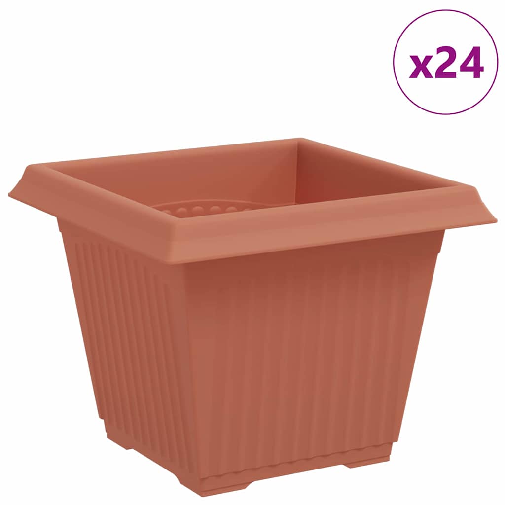 Τετράγωνη Γλάστρα για Λουλούδια 24 pcs Κεραμιδί 33 x 33 x 26 εκ - Pakobazaar