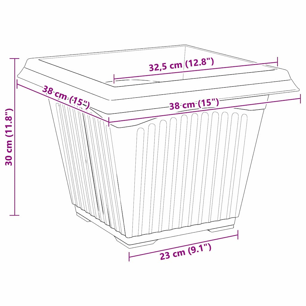 Τετράγωνη Γλάστρα για Λουλούδια 24 pcs Κεραμιδί 38 x 38 x 30 εκ - Pakobazaar