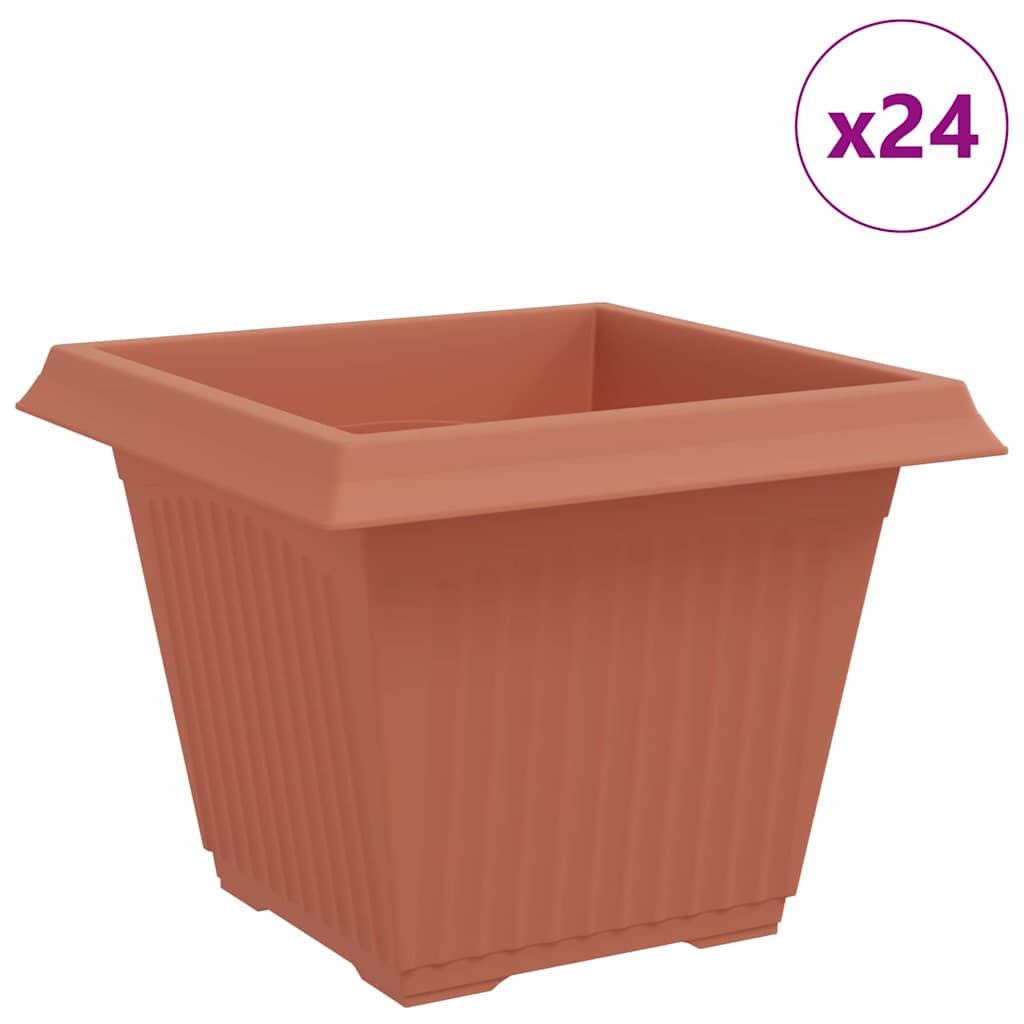 Τετράγωνη Γλάστρα για Λουλούδια 24 pcs Κεραμιδί Πλαστικό - Pakobazaar