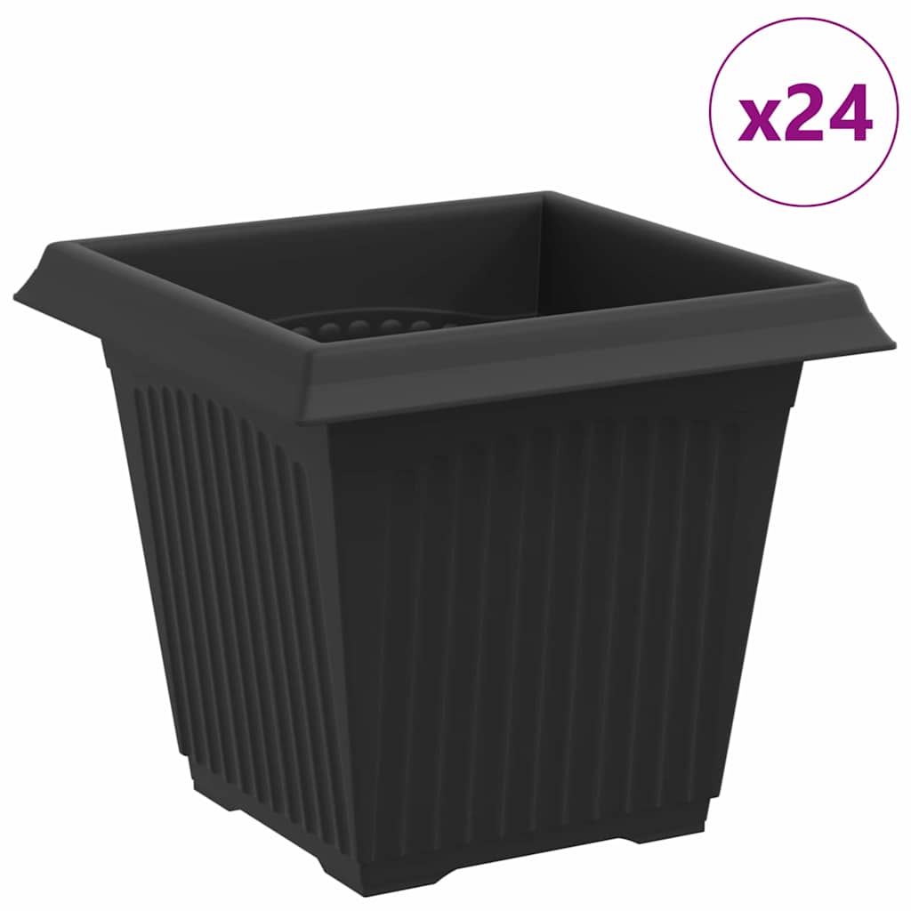 Τετράγωνη Γλάστρα για Λουλούδια 24 pcs Μαύρο 16 x 16 x 14 εκ - Pakobazaar