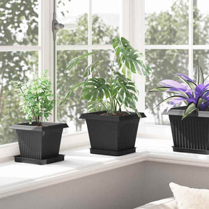 Τετράγωνη Γλάστρα για Λουλούδια 24 pcs Μαύρο 20 x 20 x 16 εκ - Pakobazaar