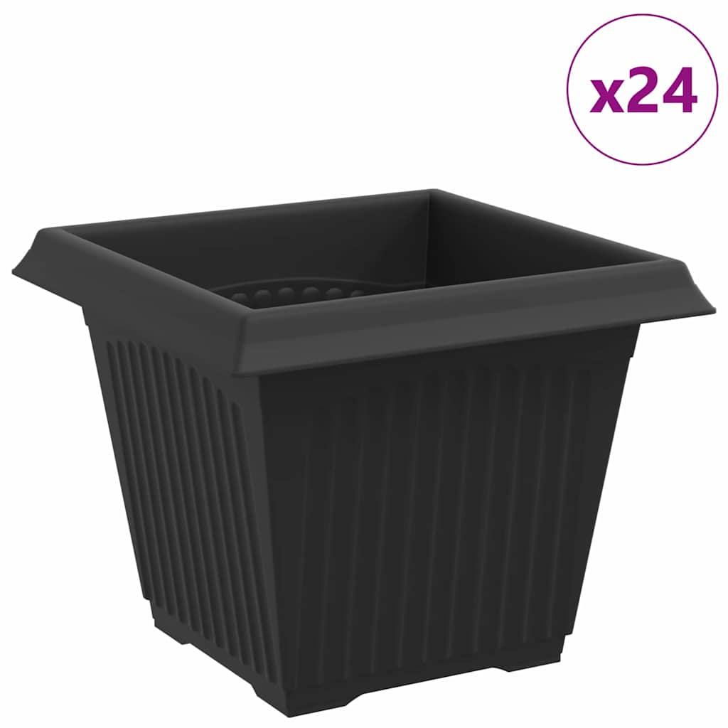 Τετράγωνη Γλάστρα για Λουλούδια 24 pcs Μαύρο 20 x 20 x 16 εκ - Pakobazaar