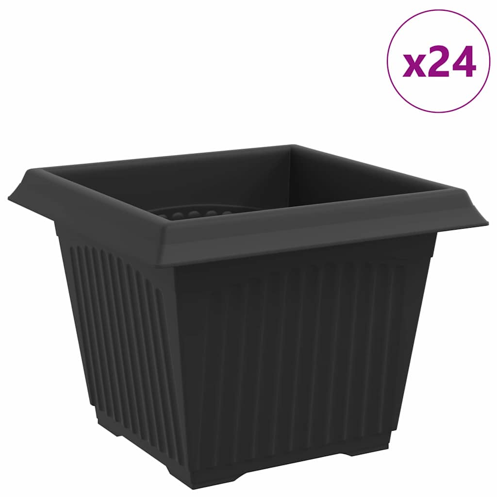 Τετράγωνη Γλάστρα για Λουλούδια 24 pcs Μαύρο 23 x 23 x 17,5 εκ - Pakobazaar