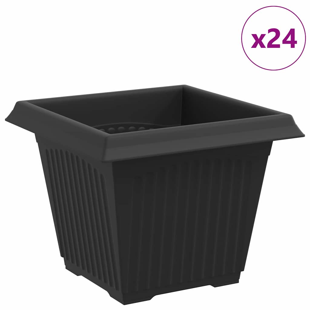 Τετράγωνη Γλάστρα για Λουλούδια 24 pcs Μαύρο 33 x 33 x 26 εκ - Pakobazaar