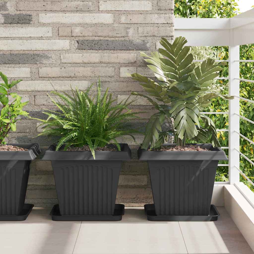 Τετράγωνη Γλάστρα για Λουλούδια 24 pcs Μαύρο 38 x 38 x 30 εκ - Pakobazaar