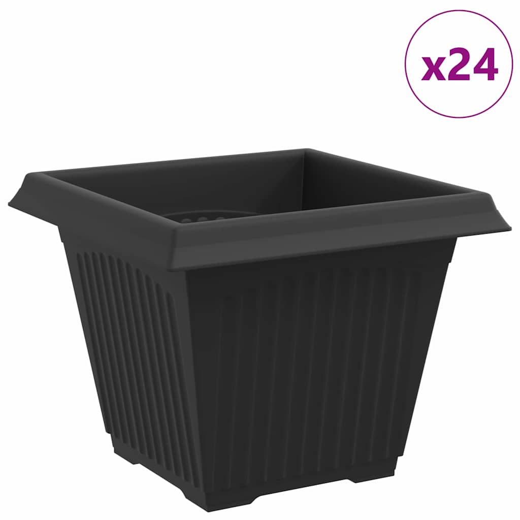 Τετράγωνη Γλάστρα για Λουλούδια 24 pcs Μαύρο 38 x 38 x 30 εκ - Pakobazaar