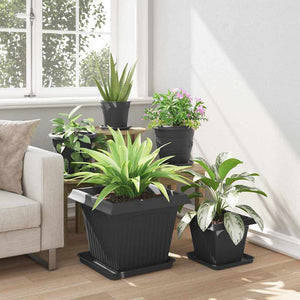 Τετράγωνη Γλάστρα για Λουλούδια 24 pcs Μαύρο 43 x 43 x 33,5 εκ - Pakobazaar