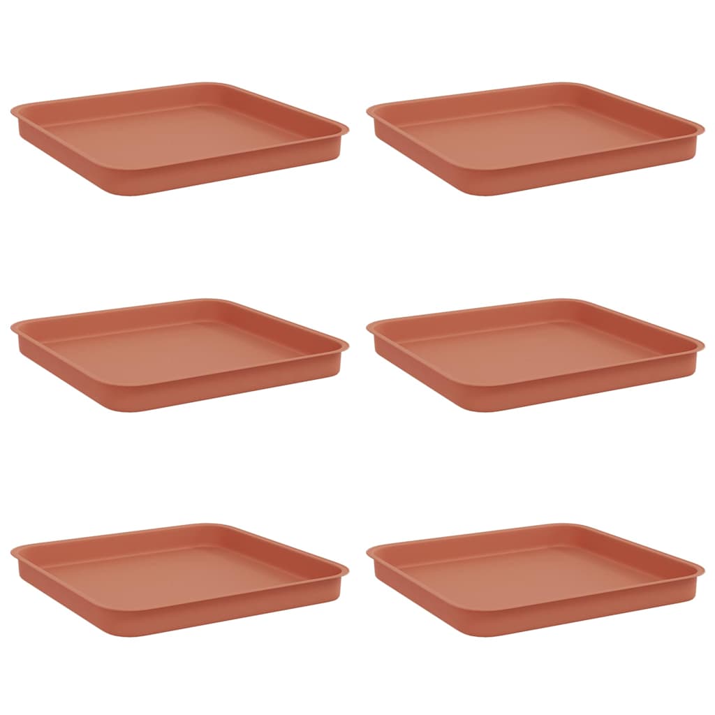 Τετραγωνικός Δίσκος Λουλουδιών 6 pcs Κεραμιδί Πλαστικό - Pakobazaar